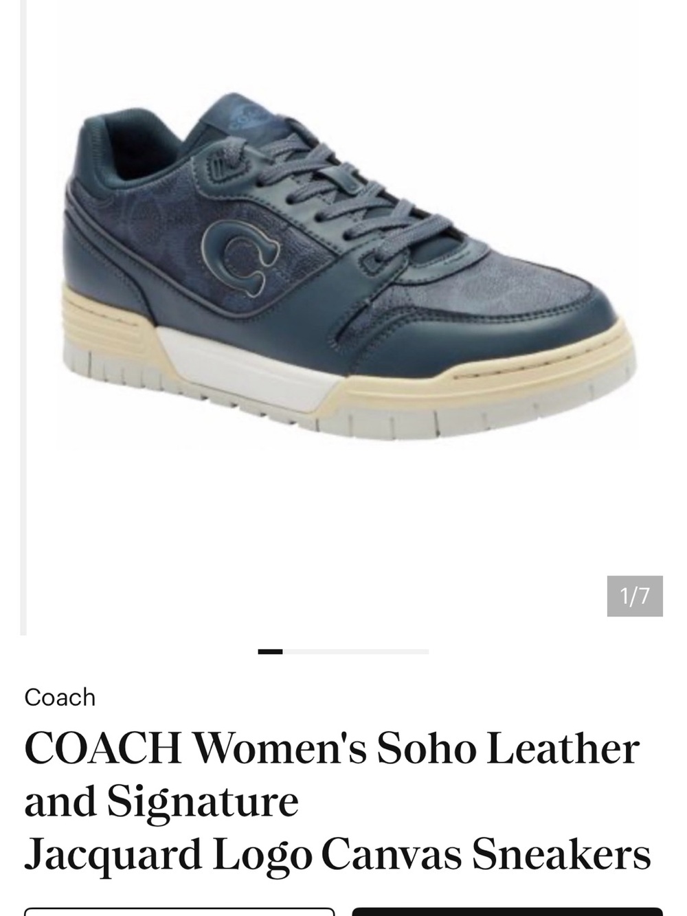 Womens Coach Navy and Cream Soho Leather Signature Jacquard Sneaker